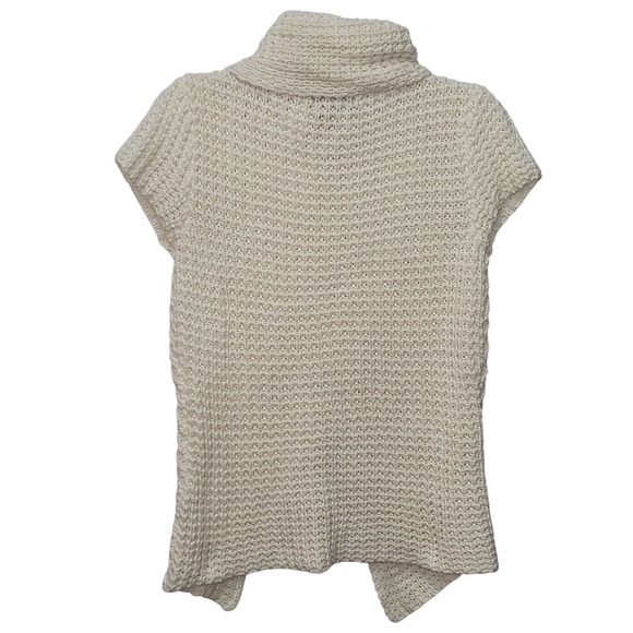 SayWhat Cream Cowl Neck Asymmetrical Button Accent Sweater L Preppy Cottagecore - Picture 2 of 9